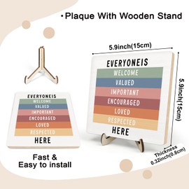 Everyone Is Welcome Here Wooden Plaque Sign Desk Decor, Boho Classroom Welcome Sign, Back to School Welcome Sign, Playroom Decor, Welcome Sign for Classroom Shelf Decor
