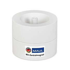 Maul MAULpro Eco Staple Dispenser Diameter 7.3 x 6 cm Desk Organiser Made of Over 85% Recycled Plastic Desk Accessories with Magnet for Paper Clips Includes 15 Clips White