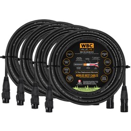 WBC-VALUELINE-2CS (22 AWG) - 4 Units - 75 Foot–Low-Capacitance Shielded Balanced Flexible Microphone, Active-Speaker & Interconnect Cables with Neutrik-Rean IP65 Rated Gold XLR Connectors