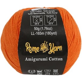 Amigurumi Cotton Yarn |%50 Cotton,%50 Acrylic | #2 Fine Sport 4 Ply | Yarn for Knitting | Yarn for Crocheting | Cotton Wool | Amigurumi Yarn | Amigurumi Wool (1 Pack, 14 Orange)