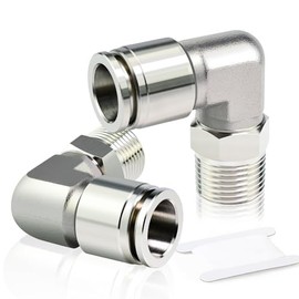 ERGAOBOY 2 Pcs 6MM Tube OD X 1/4" BSP Thread Outer Elbow Stainless Steel 304 Push-in Fittings Pneumatic Push-in Fittings