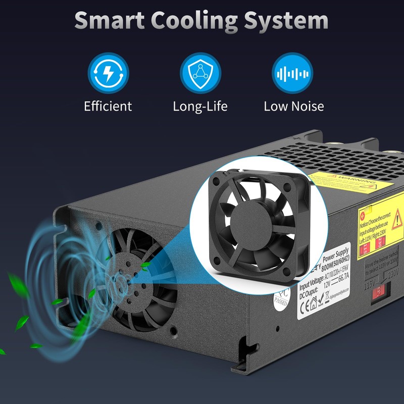 AC to DC Converter 800W 66.7A, 12V Power Supply 110V