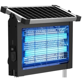 ZETAWALE Solar Bug Zapper Outdoor Waterproof Patio Mosquito Zapper Solar Powered with Light Sensor Portable Camping Fly Trap for 2000 sq.ft Fly Zapper for Garden and Backyard (10FT Extension Cord)