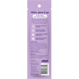 Plum Beauty Maquinillas de afeitar de doble filo para dermaplaning (paquete de 4) – Maquinillas faciales de doble hoja para mujeres - Cuchillas de precisión y grandes para cejas, labio superior y meji