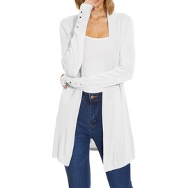 Spicy Sandia Womens White Cardigan Sweaters Long Sleeve Dressy Casual Trendy Lightweight Open Front Knit Cardigans M