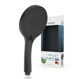 SCHÜTTE Capri Hand Shower with Velvet Jet Technology, Shower Head with Over 300 Nozzles and 3 Adjustable Jet Types, Anti-limescale Shower Head for the Shower, Black