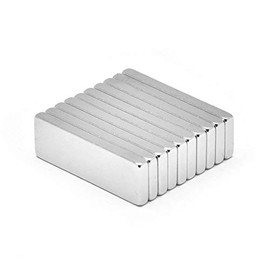 EROSPA® Pack of 10 Neodymium Magnets - Square Flat Ultra Strong Permanent Magnets - 30 x 10 x 2 mm - NdFeB - Silver