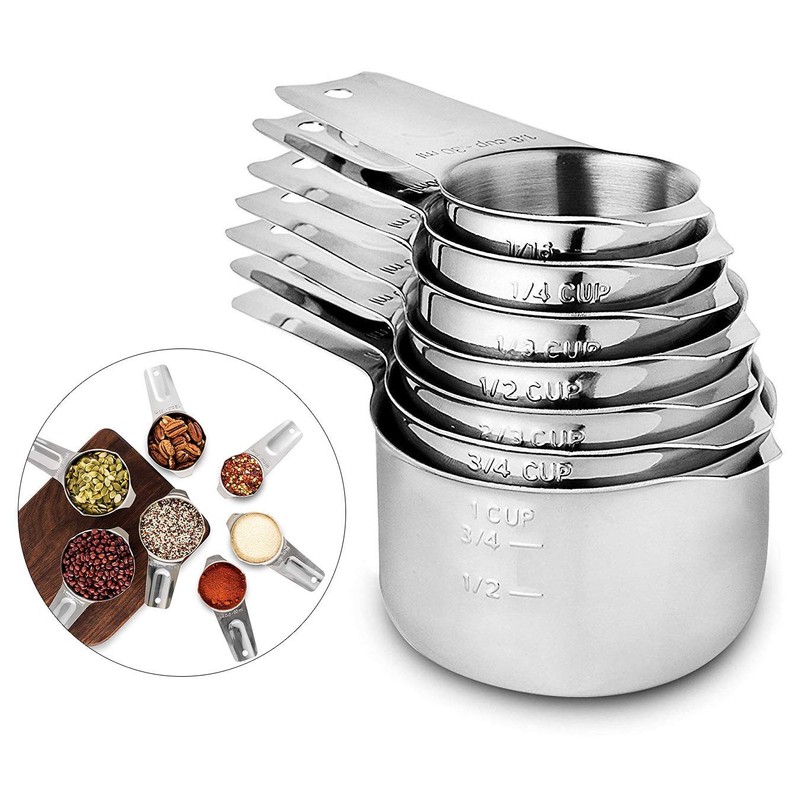 Measuring Cups Stainless Steel 7 Piece Stackable Set for Dry