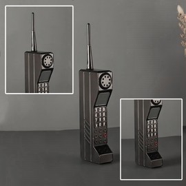 Zerodis Brick Cell Phone Ornament, Iron Retro Cellular Phone Model Ornament for Home Living Room Decor Desktop Decoration Simulation Photographic Prop(Black)
