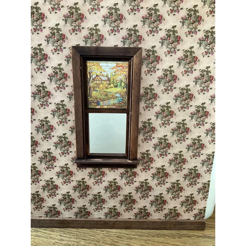 Unbranded Autumn Maple Cottage Dollhouse Miniature Stained Glass Window Film