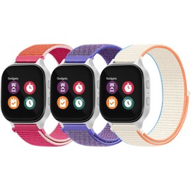 GEAK 3 Pack Kids Nylon Bands Compatible with Gizmo Watch 3 2 1 Band Replacement/Cosmo Jr Track Watch Band, 20mm Quick Release Pins Breathable Velcro Nylon Loop for Gizmo Watch Band Kids Girls Boys