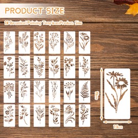 TELAIN Plant Stencils Set, 24 Pieces Reusable Painting Stencils For DIY Decoration, Ideal For Wall Design, Furniture, Textiles And More, Perfect As A Gift