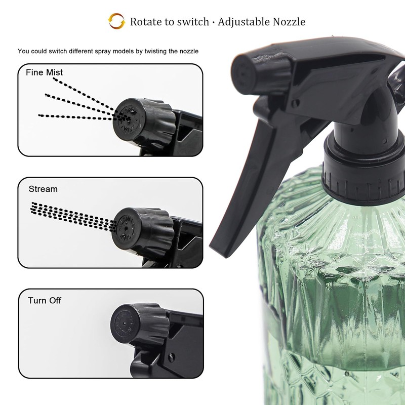 OFFIDIX Fine Mist Plant Mister,Handheld Pressure Glass Spray Bottles,0.43L/15.17oz Watering