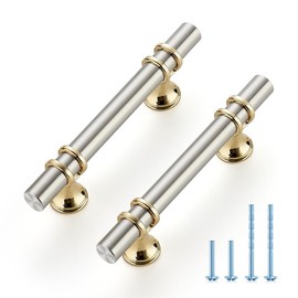 Ravinte Hardware 5 Pack 5 Inch Brushed Nickel&Gold Cabinet Pulls Handles Kitchen Cabinet Handles Drawer Pulls Kitchen Cabinet Hardware Dresser Cupboard Handles Drawer Dresser Drawer Pulls 3 Inch CC
