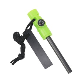 Flint and Steel Fire Starter Kit – 5-in-1 Survival Tool with Magnesium Ferro Rod, Emergency Whistle, Compass & Multi-Tool Striker, Waterproof Fire Starter Kit for Camping and Hiking