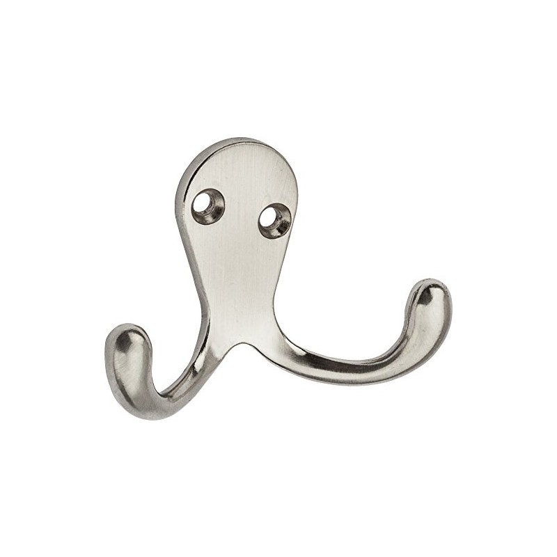 National Hardware N325-522 V163 Double Clothes Hooks in Satin Nickel,
