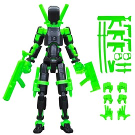 altuco T13 Action Figure with Lots of Accessories,3D Printed Multi-Jointed Titan13 Figure,Black Dummy 13 Desktop Decorative Toy,(Assembly Completed)