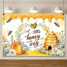 ChloropLastid 7x5ft Honey Bee Backdrop Cute Bees Blooming Wildflowers Funny Photography Background Blue Floral Baby Gender Reveal Boys Girls Baby Shower Birthday Party Decorations