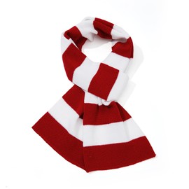 American Trends Winter Scarf for Men Knit Striped Scarf for Fall Long Winter Soft Knit Fashion Classic Neck Scarves, Red & White, One Size