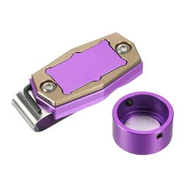 PATIKIL Billiard Magnetic Chalk Holder, Round Aluminum Alloy Pool Billiard Cue Chalk Tip Case with Belt Clip for Snooker Sports Accessories, Purple Brown