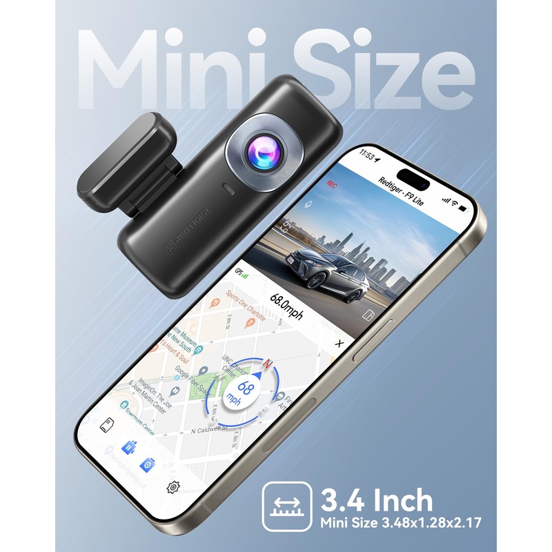 REDTIGER 4K Dash Cam Front, ADAS, Built-in WiFi GPS, Mini