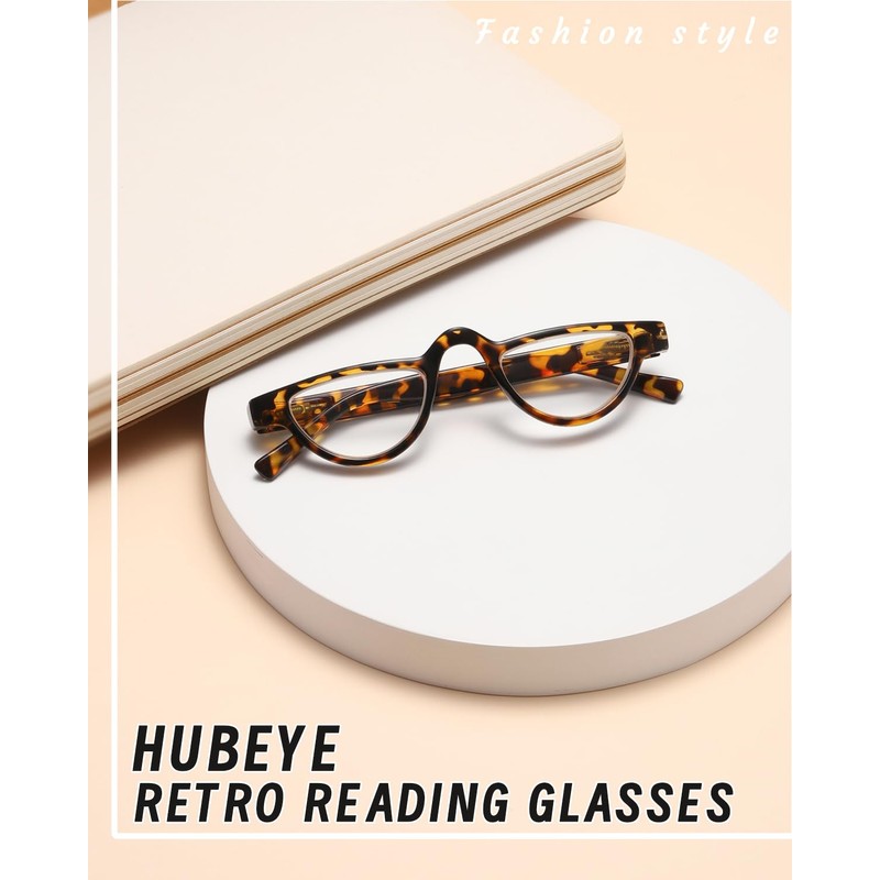 Hubeye 3 Pairs Plastic Retro Half Moon Frame Reading Glasses