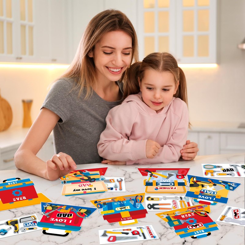 HOWAF 24 Pcs Father's Day Craft Kit, Fathers Day Stickers