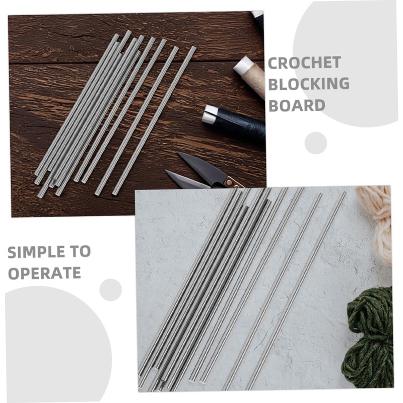 NUOBESTY 20Pcs Crochet Blocking Pins for Knitting Stainless Steel Rod