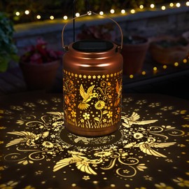 Solar Lanterns Outdoor Home Garden Decor Waterproof Hummingbird Decorative Gifts for Women Mom Grandma Hanging Solar Metal Lights Gardening Gift for Outside for Yard, Patio, Backyard, Farm
