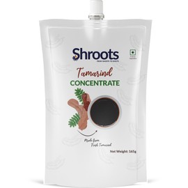 SHROOTS Pure Tamarind Paste Concentrate Pure Vegetarian Gluten Free No Added Sugar Imli Pulp for Indian Dish & Thai Curry Sweet, Sour & Tangy Flavor Perfect for Chutneys & Sambar - 5.82 oz, Pack of 1