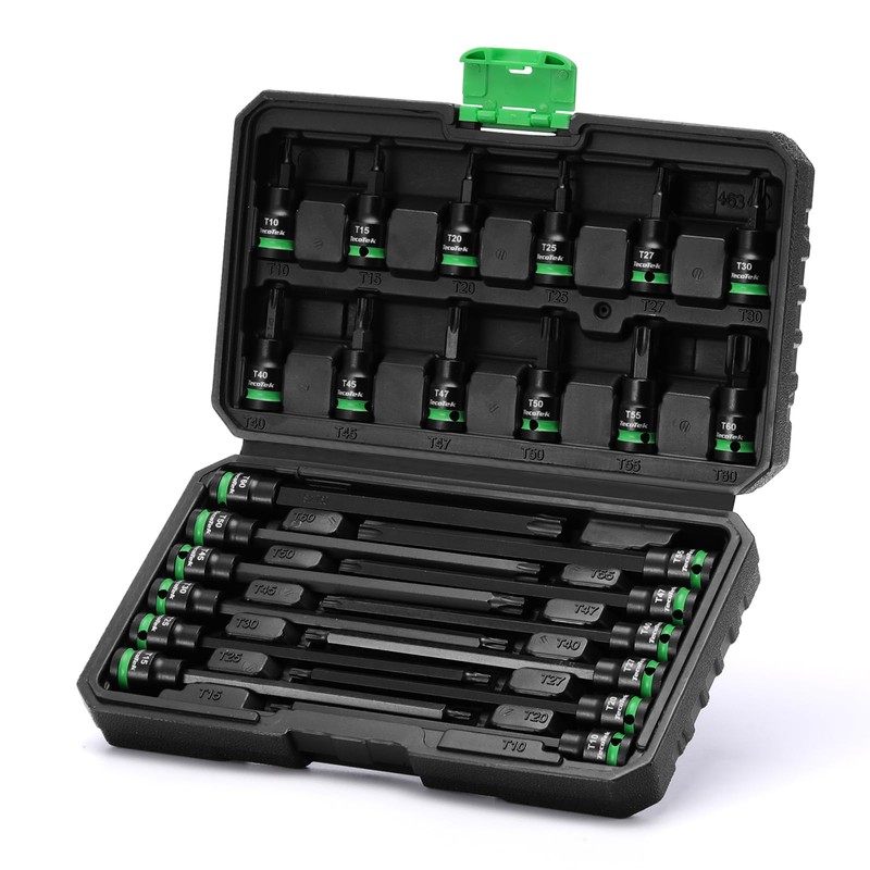 TecoTek 3/8" Drive Impact Torx Bit Socket Set, Extra Long