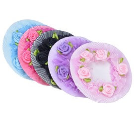 IRIIRIO 5 redes de pelo de colores, borde de flor, banda elástica para moño, para ballet, bailarina, patinaje, gimnasia, rendimiento, bailarines, accesorios para el cabello