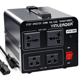 Yinleader 2000W Voltage Converter Transformer(110V to 220V OR 220V to 110V) 2000 Watt Step Up/Down Converter 110/120 Volt - 220/240 Volt w/US Power Cord,Circuit Breaker Protection (VTUS-2000)