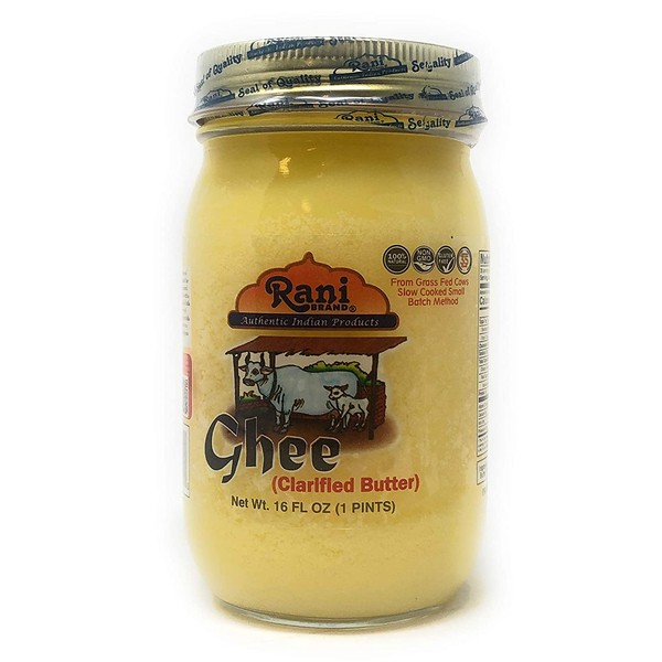Rani Ghee Pure & Natural from Grass Fed Cows (Clarified Butter) 1lb (16oz) ~ Glass Jar | Paleo Friendly | Keto Friendly | Gluten Free | Product of USA