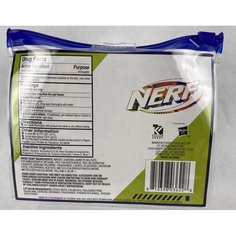 Bag Balm 3 Pc NERF Kids Hygiene Travel Bag Set