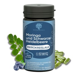 Blueberry Extract & Moringa Capsules for Leg Circulation - High Dose, Supports Microcirculation and Vein Health, 60 Vegan Capsules, 100% Natural RedMoringa
