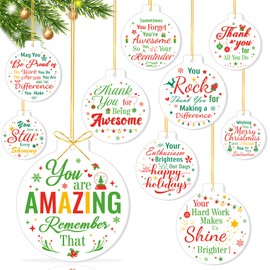 HOWAF 10pcs Employee Christmas Thank You Ornament for Coworkers, Acrylic Christmas Hanging Plaque Keepsake May You Be Proud Appreciation Gifts for Nurse Teacher Office Home Xmas Tree Decor