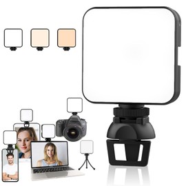 ZZCP Luz de Relleno Portatil-Luz Selfie con 3 Modos de Iluminación y 10 Brillo Ajustable, Aro de Luz con Tripie 2500K-6500K Regulable con Clip, Adecuada para Tik Tok, Fotografia, Video, Celular
