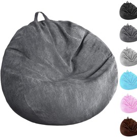 3 Ft Bean Bag Chair Cover (No Filler) Stuffed Animal Storage Bean Bag Cover Pets Dogs/Cats Lazy Beds. Washable Ultra Soft Corduroy Stuffed for Organizing Plush Toys or Textile, Sack Bean Bag