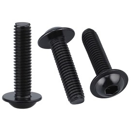 M5-0.8 x 20mm (50 Pack) Flanged Button Head Socket Cap Screws Bolts, Stainless Steel 304 (18-8), Allen Hex Drive, UNC Coarse Thread, Black Coated