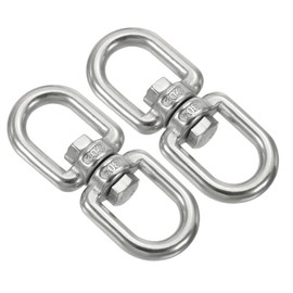 PATIKIL Double Ended Swivel Eye Hook M6 Working Load 300kg/661lbs, 2Pcs 304 Stainless Steel Eye to Eye Swivel Shackle Ring Connector for Marine Mooring Hanging