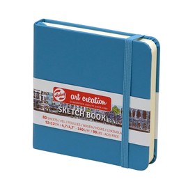 Talens T9314-214M Art Creations Sketchbook, Drawing Notebook, 4.7 x 4.7 inches (12 x 12 cm), Lake Blue, Thickness: 4.1 oz/sq ft (140 g/m2), Fine, Acid Free Paper, 80 Sheets Bound