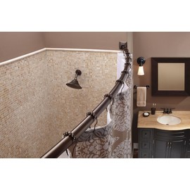 Moen CSR2164OWB 72 in. Permanent Mount Adjustable Curved Shower Rod, Old World Bronze