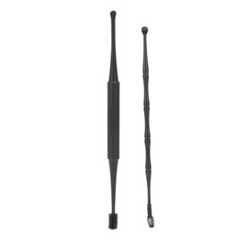 Ear Cleaning Set, 360° Spring Massage Dual Header Ear Spoon Ear Channel Dirt Cleaning Brush, Metal Ear Cleaning Tool, Soft Ear Roller Brush, Ear Spoon for Cleaning Ear Channel Dirt (Black)