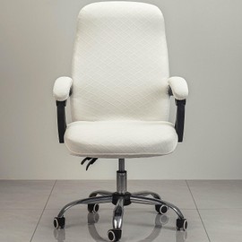 Melaluxe Office Chair Cover with Armrest Covers， Universal Stretch Desk Chair Cover, Computer Chair Slipcovers (Size: L) - Cream