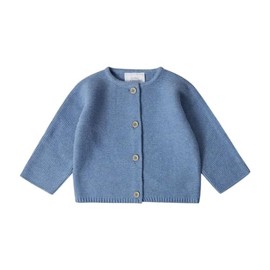Stellou & friends Cardigan for Baby and Toddler with Buttons in Wood Look, Girls and Boys, High-Quality Clothing Made of 100% Cotton, Perfect for Autumn and Winter, Oeko-Tex Certified, lightblue