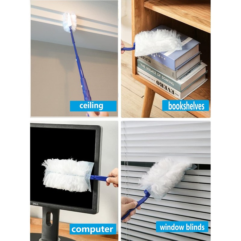 JINYUDOME Disposable Dusters With 1 Long Handle + 20 Duster