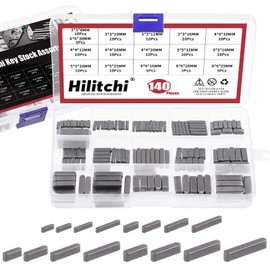 Hilitchi 144pcs 16 Sizes Carbon Steel Round Ended Feather Key Set, 3mm 4mm 5mm 6mm Key Stock Keystock Key Parallel Drive Shaft Keys Set for Fasteners Mechanical Industry