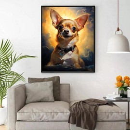 QACEYID Paint by Number for Adults, Pet Dog Animal Chihuahua, DIY Oil Painting Kit on Canvas with Paintbrushes and Acrylic 40x50cm