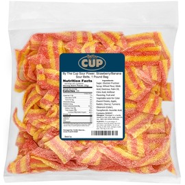 By The Cup Sour Power Strawberry Banana Sour Belts, 1 lb Bulk Bag